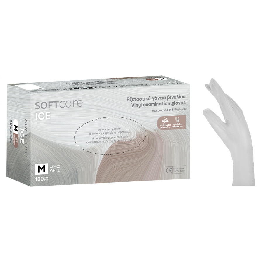 Γάντια Βινυλίου Soft Care ICE - Λευκό χωρίς πούδρα