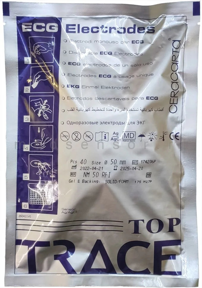 Top Trace ECG Αυτοκόλλητα ηλεκτρόδια καρδιογράφου 50mm (40τεμ) ST 50 RFI