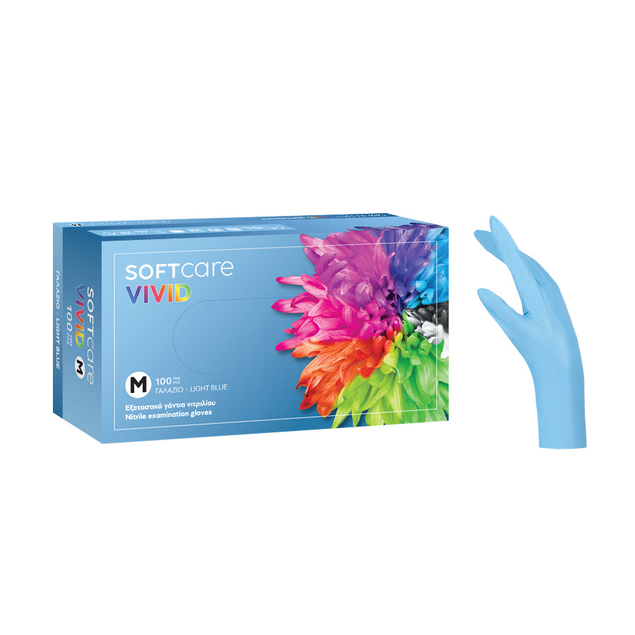 Soft Care Vivid Γάντια Νιτριλίου - Γαλάζιο (100τεμ)